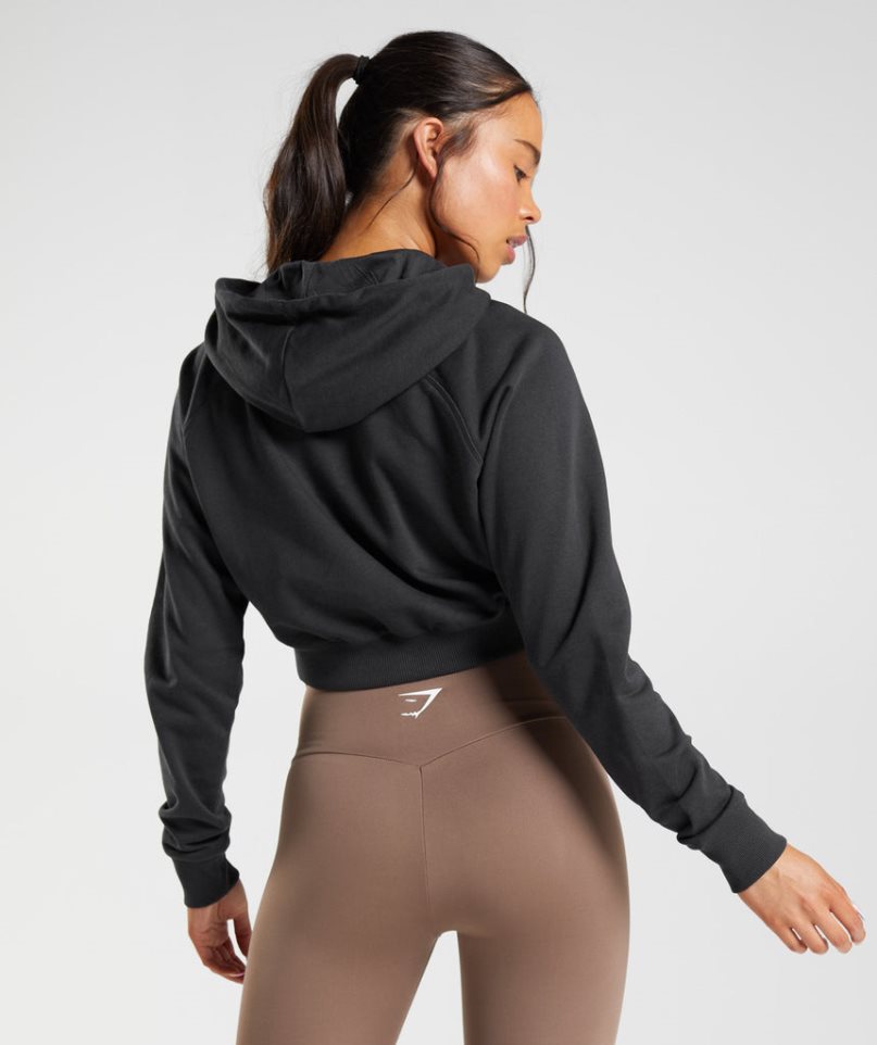 Women's Gymshark Training Cropped Hoodie Black | CA 1N836A